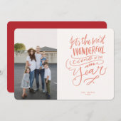 今年で最も素晴らしい時間ピンク赤いフォトカー 招待状 (正面/裏面)