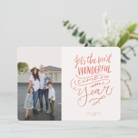 今年で最も素晴らしい時間ピンク赤いフォトカー 招待状 (スタンド正面)