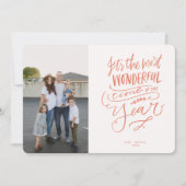 今年で最も素晴らしい時間ピンク赤いフォトカー 招待状 (正面)