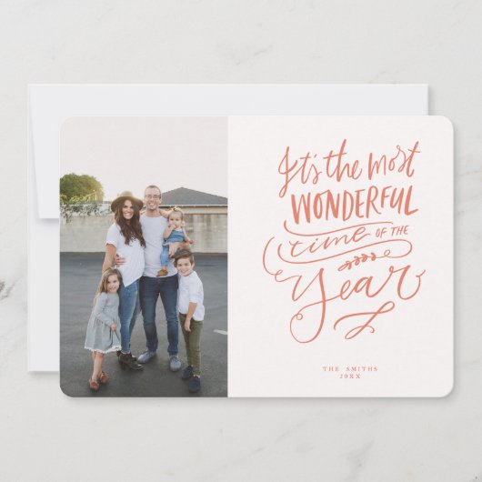 今年で最も素晴らしい時間ピンク赤いフォトカー 招待状 (正面)