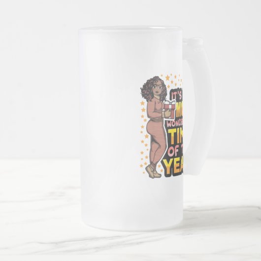 今年のクリスマスで一番素敵な時期だ フロストグラスビールジョッキ (正面右)