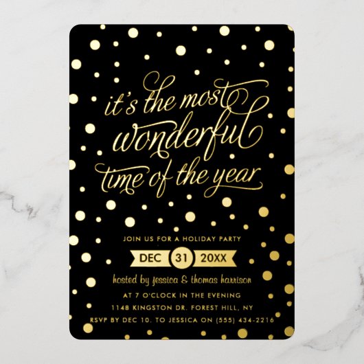 今年のクリスマスで最も素晴らしい時実在間 箔招待状 (正面)