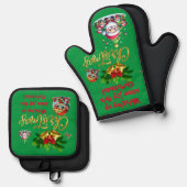 今年のクリスマスに喜びをささやく | 鍋つかみ&鍋敷きセット (正面/裏面)
