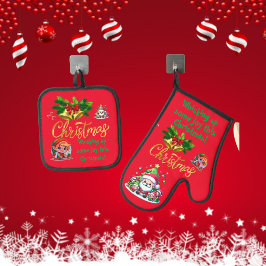 今年のクリスマスに喜びをささやく | 鍋つかみ&鍋敷きセット