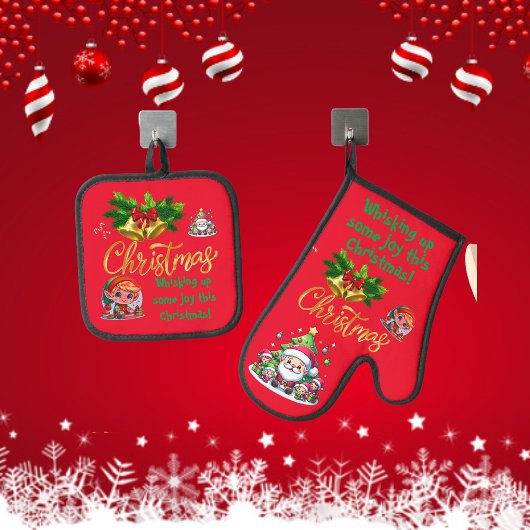 今年のクリスマスに喜びをささやく | 鍋つかみ&鍋敷きセット