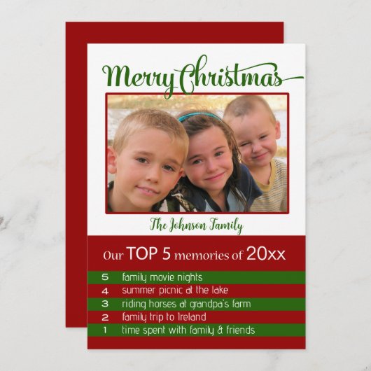 今年のクリスマスの上位5の思い出 招待状 (正面/裏面)