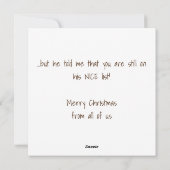 今年のクリスマスはサンタが何をしたかおもしろい知っている シーズンカード (裏面)