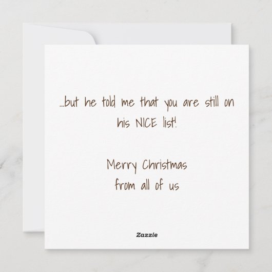 今年のクリスマスはサンタが何をしたかおもしろい知っている シーズンカード (裏面)