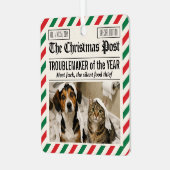 今年のトラブルメーカー犬 クリスマス新聞 メタルオーナメント (正面左)