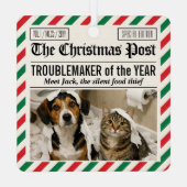 今年のトラブルメーカー犬 クリスマス新聞 メタルオーナメント (裏面)