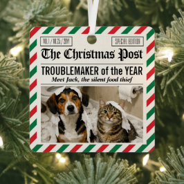 今年のトラブルメーカー犬 クリスマス新聞 メタルオーナメント