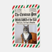 今年のトラブルメーカー猫 クリスマス新聞 メタルオーナメント (正面左)