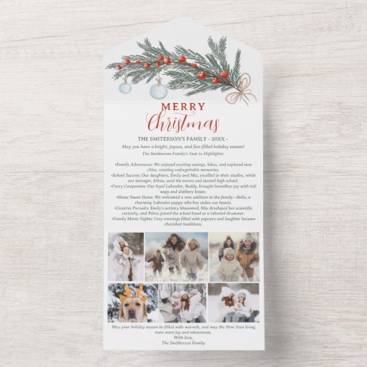 今年のレビュー松赤メリークリスマス6枚の写真 オールインワン招待状 (内側)