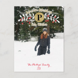 今年の冬のクリスマスホリデー写真の暖かい願い シーズンポストカード