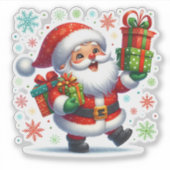 今年の冬、サンタカラフルが贈り物を シール (正面)