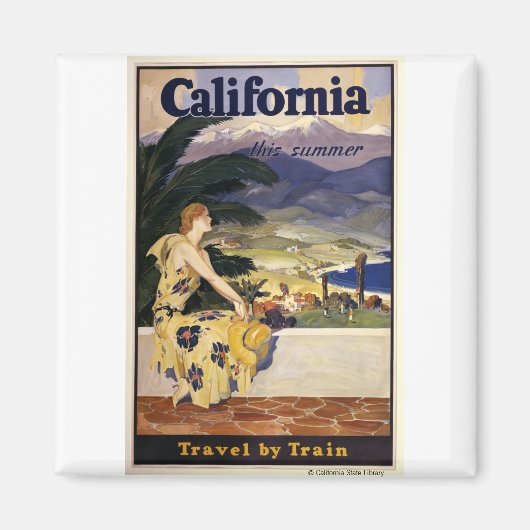 今年の夏はカリフォルニアだ。列車で旅行 マグネット (正面)