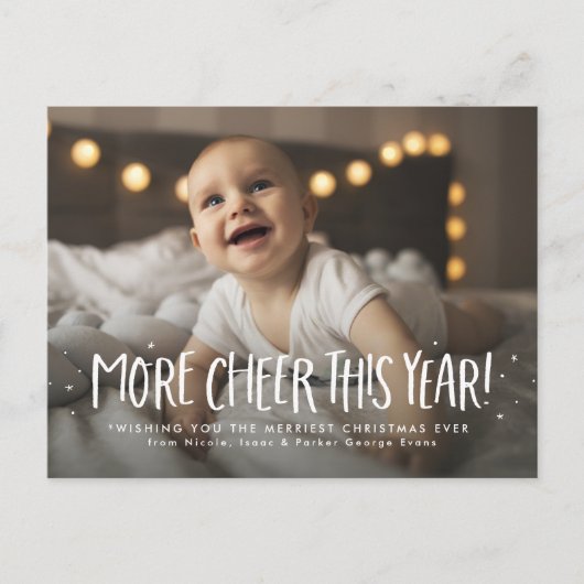 今年の応援おもしろいかわいい1枚の写真クリスマス シーズンポストカード (正面)