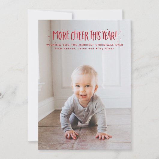 今年の応援は可愛い1枚の写真レッドクリスマス シーズンカード (正面)