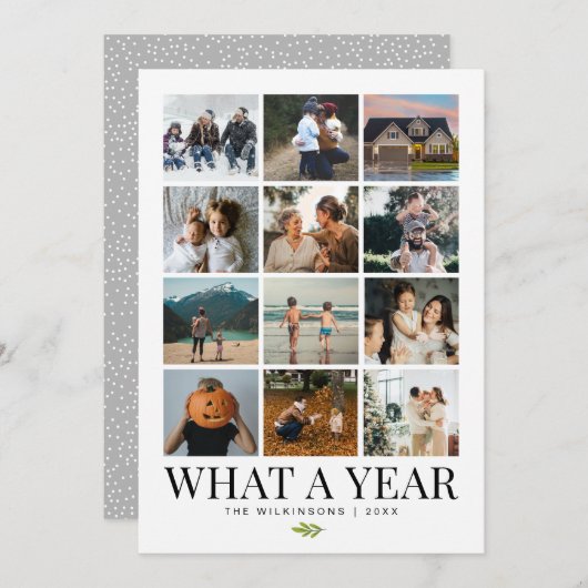 今年の思い出家族写真ホリデーカード シーズンカード (正面/裏面)