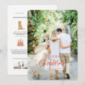 今年の思い出楽しい事実家族版 赤 招待状 (正面/裏面)