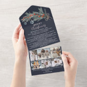 今年の思い出 松 赤 クリスマス 6枚の写真 オールインワン招待状 (貼ってはがせる)