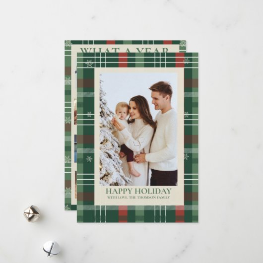 今年の思い出 Plaid Merry Christmas シーズンカード (正面/裏面インサイチュ)