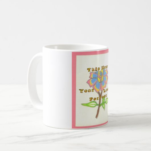 今年の新年は完璧なフローラ文字アートプリント コーヒーマグカップ (正面左)