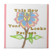 今年の新年は完璧なフローラ文字アートプリント タイル (正面)