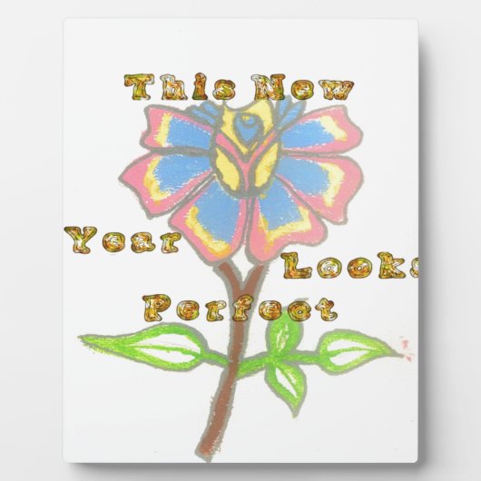 今年の新年は完璧なフローラ文字アートプリント フォトプラーク (正面)