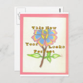 今年の新年は完璧なフローラ文字アートプリント ポストカード (正面/裏面)