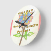 今年の新年は完璧なフローラ文字アートプリント ラウンド壁時計 (傾斜)