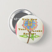 今年の新年は完璧なフローラ文字アートプリント 缶バッジ (正面&裏面)