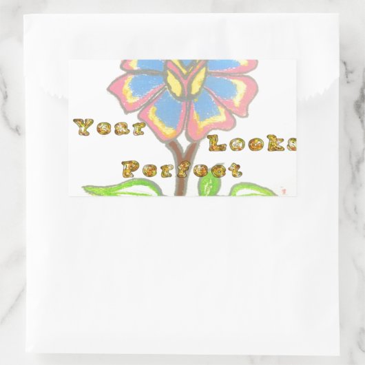 今年の新年は完璧なフローラ文字アートプリント 長方形シール (バッグ)