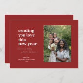 今年の新年を迎える赤の贈り物 シーズンカード (正面/裏面)