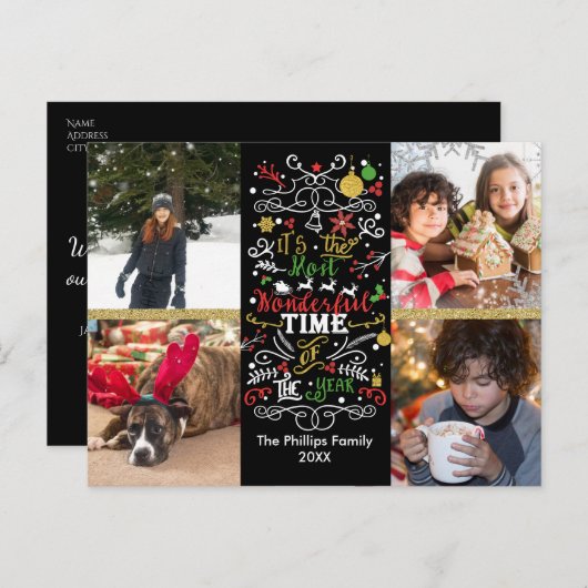 今年の最も素晴らしい時間のクリスマスフォト シーズンポストカード (正面/裏面)