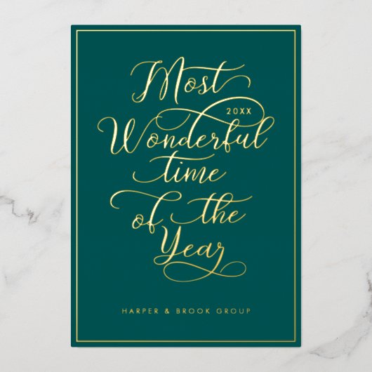 今年の最も素晴らしい時間のビジネスロゴ 箔シーズンカード (正面)