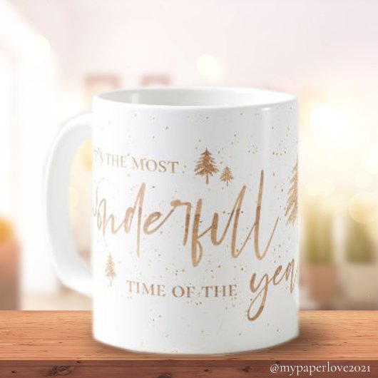 今年の最も素晴らしい時間の金ゴールドクリスマス コーヒーマグカップ