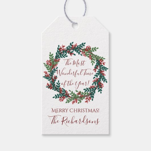 今年の最も素晴らしい時間クリスマスリース ギフトタグ (正面)