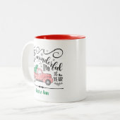 今年の最も素晴らしい時間レッドトラッククリスマス ツートーンマグカップ (正面左)