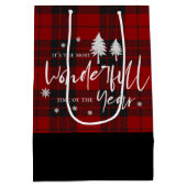 今年の最も素晴らしい時間レッドプレイドクリスマス ミディアムペーパーバッグ (裏面)