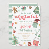 今年の最も素晴らしい時間誕生日 招待状 (正面/裏面)