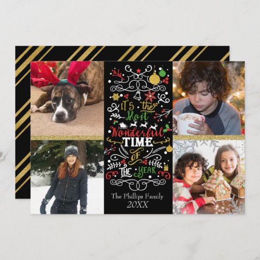 今年の最も素晴らしい時間4写真クリスマス シーズンカード (正面/裏面)