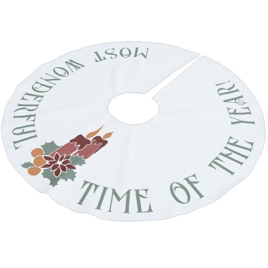 今年の最も素晴らしい時間、クリスマスキャンドル ブラッシュドポリエステルツリースカート (アングル)