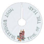 今年の最も素晴らしい時間、クリスマスキャンドル ブラッシュドポリエステルツリースカート (正面)