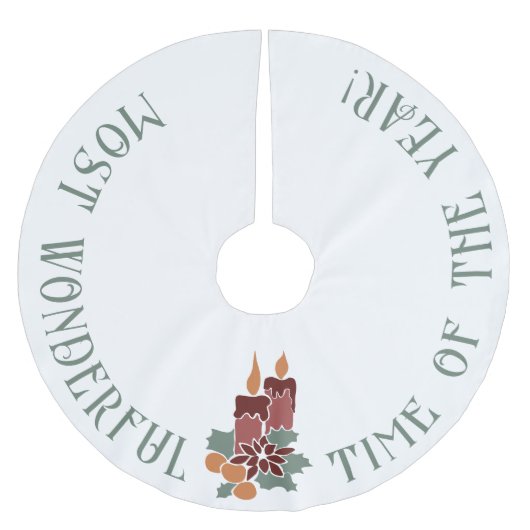 今年の最も素晴らしい時間、クリスマスキャンドル ブラッシュドポリエステルツリースカート (正面)