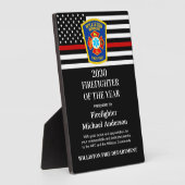 今年の消防士賞の薄い赤い線 フォトプラーク (側面)