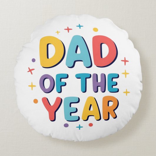今年の父 – 面白い父の日のプレゼント ラウンドクッション (正面)