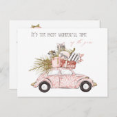 今年の素晴らしいタイムピンクのガーリー休日 ポストカード (正面/裏面)