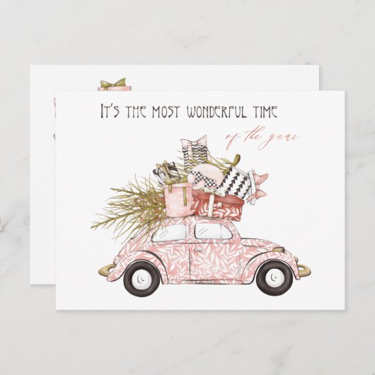 今年の素晴らしいタイムピンクのガーリー休日 ポストカード (正面/裏面)