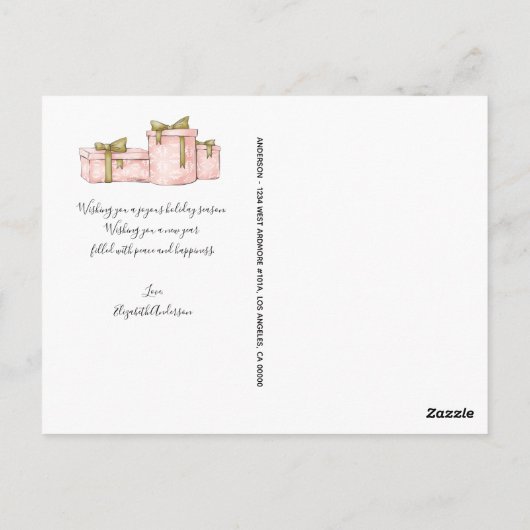 今年の素晴らしいタイムピンクのガーリー休日 ポストカード (裏面)